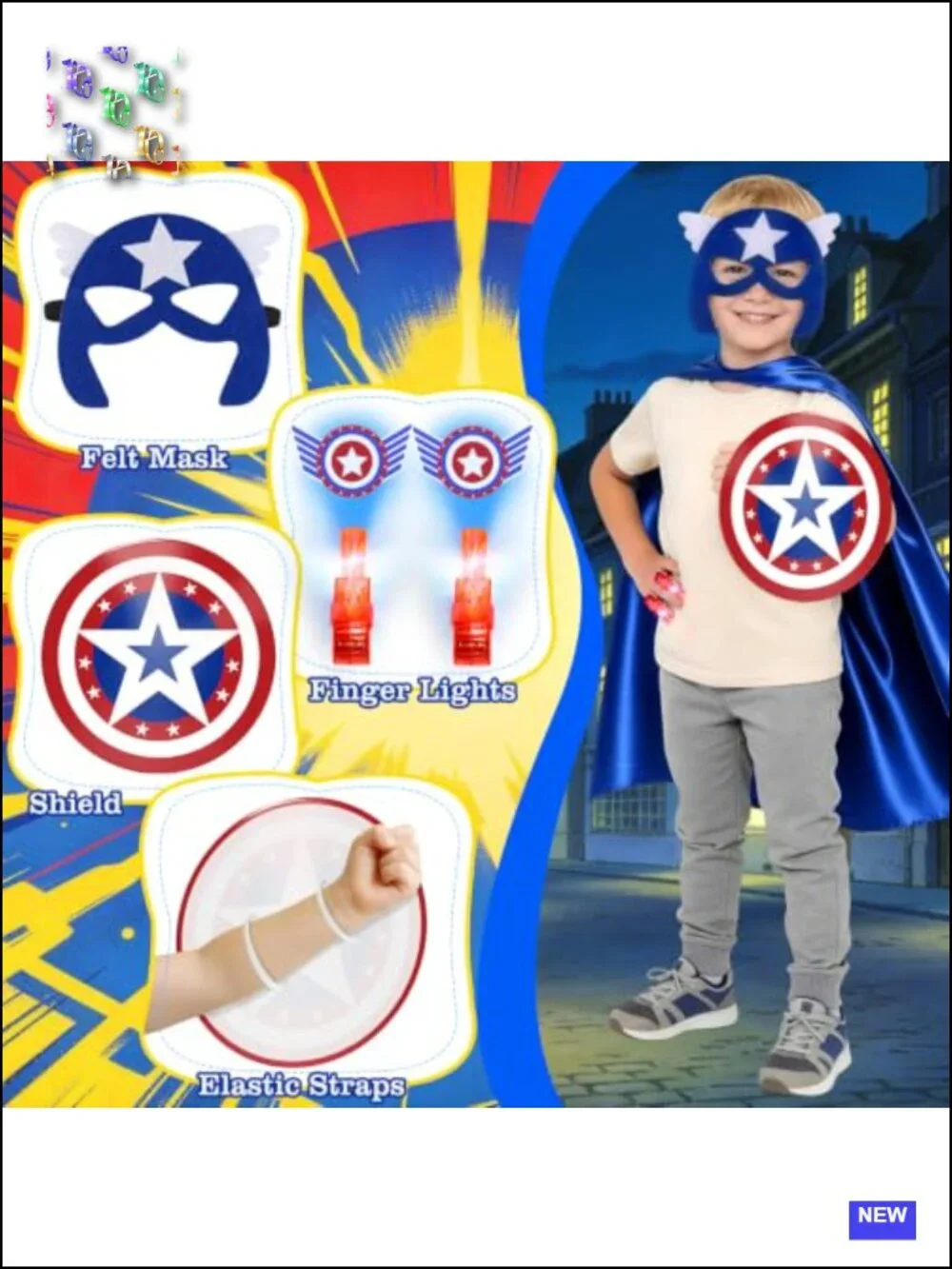 Superhero Cape Costume Set with Masks and Lights for Kids Ages 3-12